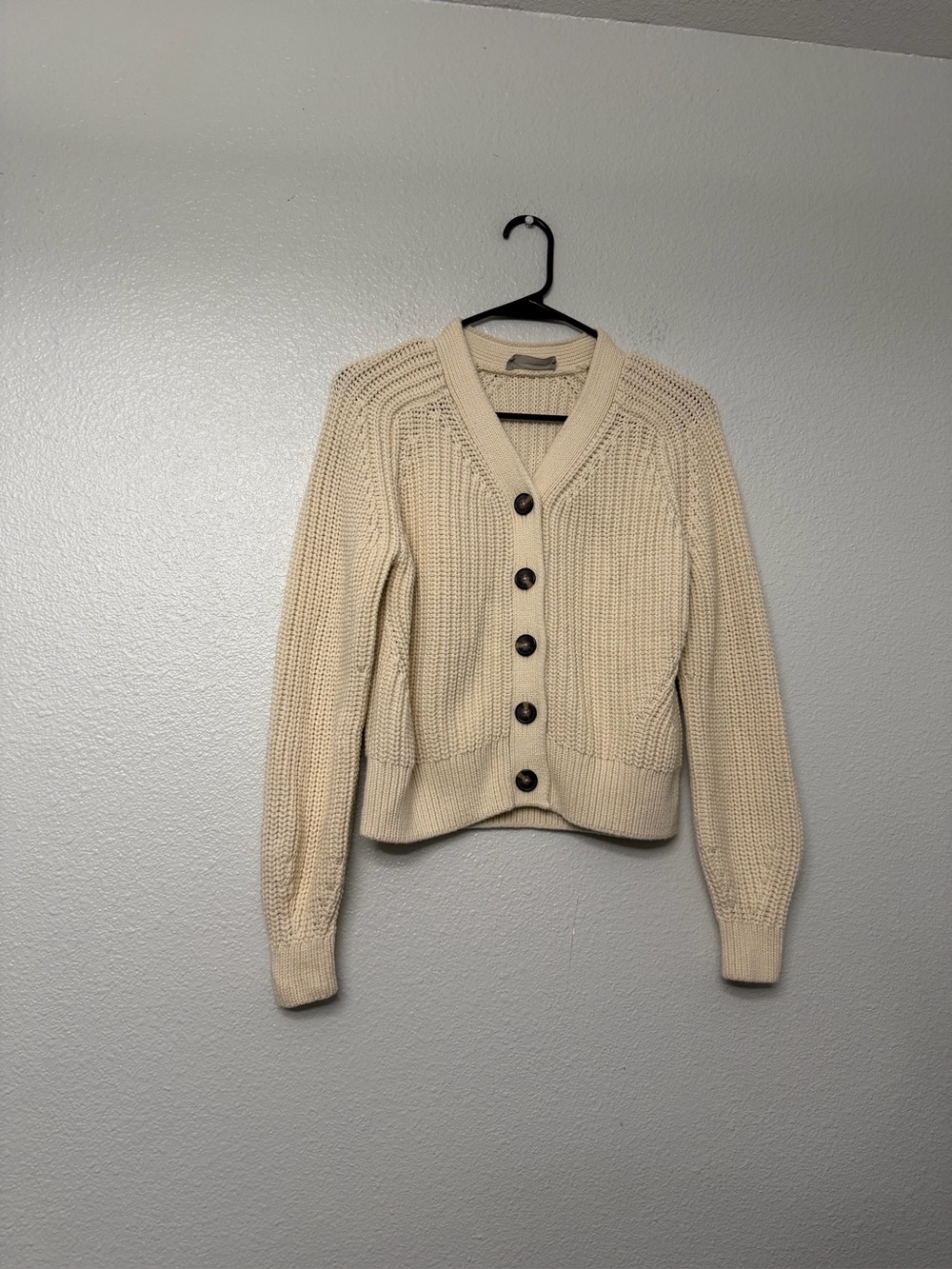 Everlane Cream Button-Front Knit Cardigan